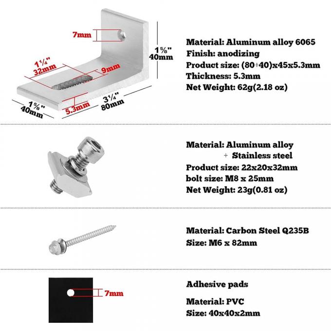 Cina Fabbrica campione gratuito Piede solare L di alta qualità piastrelle in acciaio colorato tetto sistema di supporto fotovoltaico Piede 1